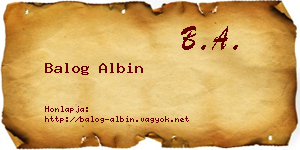 Balog Albin névjegykártya