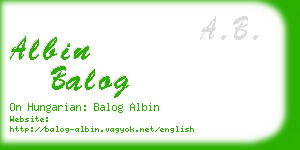 albin balog business card